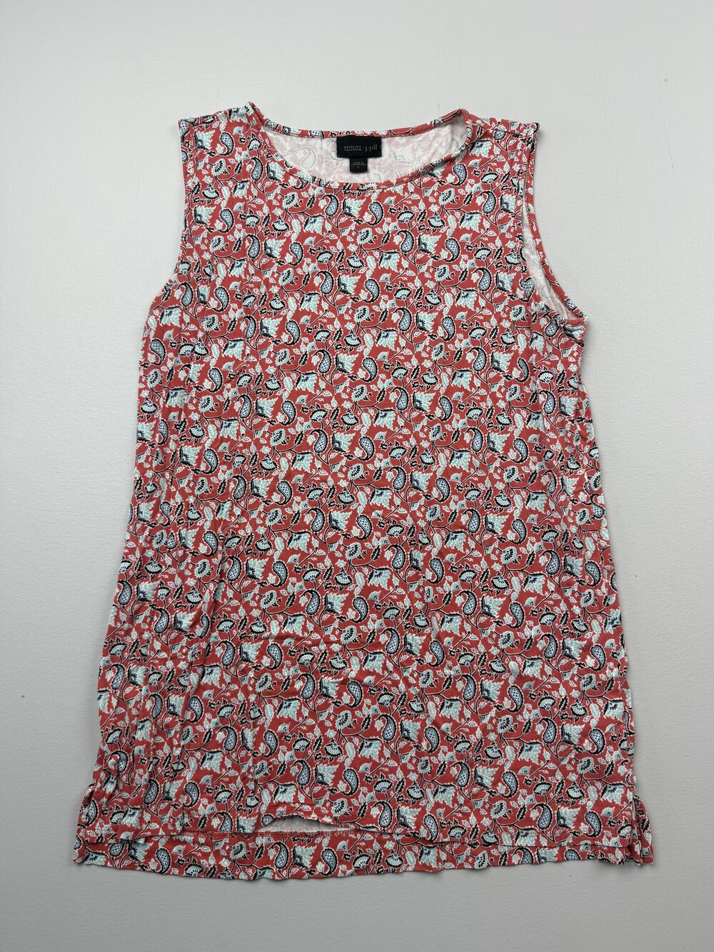 J. Jill Tank Top Womens S Red Scoop Neck Sleeveless Paisley Tunic Top Jersey